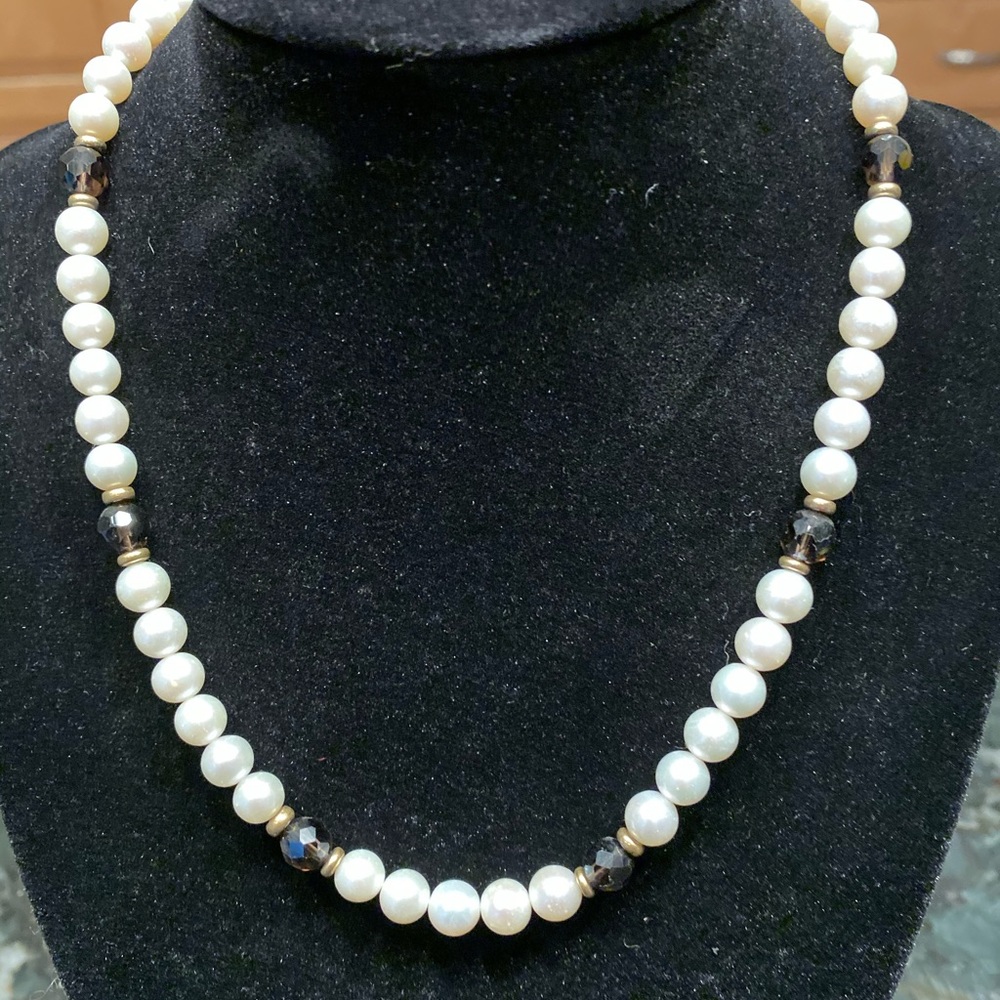Hand crafted fresh water pearl & smoky quartz